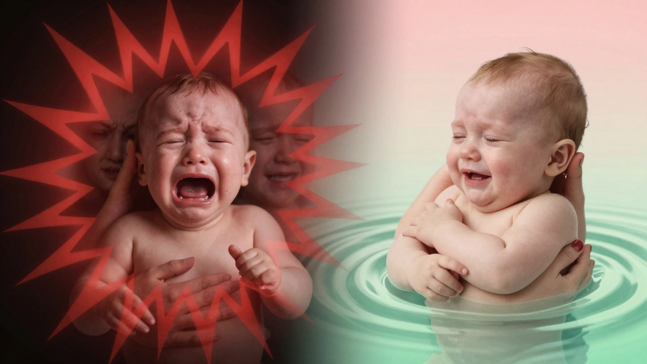 Два состояния ребёнка: один — в страхе, другой — в безопасности, визуально контрастируют.