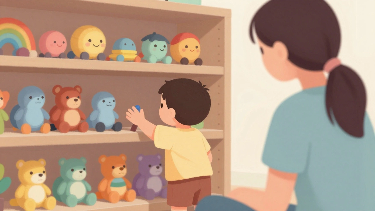 Малыш тянется к игрушке, не указывая на неё и не глядя на мать