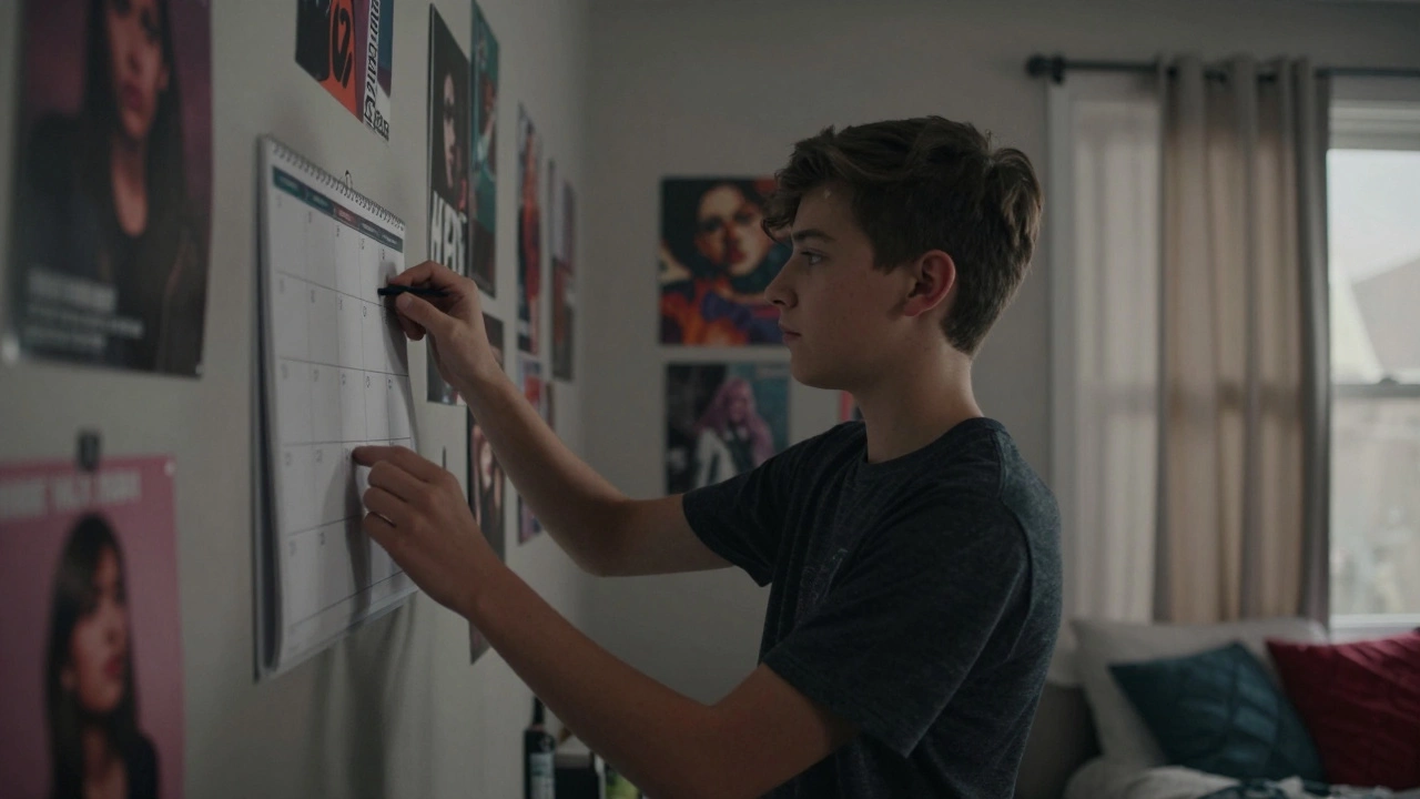 Подросток уверенно планирует свой график в своей комнате